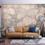 Fototapeet Artgeist Misty Nature - Orange Flowers On A Non-Uniformly Textured Background, 70 cm x 100 cm