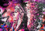 Fototapeet Artgeist Street Art - Graffiti With Profile Of A Woman In Shades Of Pink And Purple, 210 cm x 210 cm