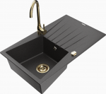 K&ouml;&ouml;givalamu koos kraaniga Mexen Cesar, graniit, 77 cm x 47 cm x 20 cm, kuldne/must/grafiit