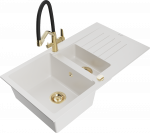 K&ouml;&ouml;givalamu koos kraaniga Mexen Matias Duo, graniit, 90 cm x 50.5 cm x 20 cm, kuldne/valge/must