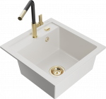 K&ouml;&ouml;givalamu koos kraaniga Mexen Vito, graniit, 49 cm x 52 cm x 21 cm, kuldne/valge/must