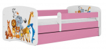 Lastevoodi Kocot Kids Animals, valge v./roosa v., 70 x 140 cm, voodipesu kastiga, madratsiga
