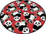 Vannitoa p&otilde;randamatt Foutastic Pandam, valge/must/punane, 80 cm x 80 cm, &Oslash; 80 cm