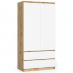 Esiku riidekapp Akord S90, pruun v./valge v., 51 cm x 90 cm x 180 cm