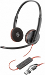 Juhtmega k&otilde;rvaklapid Poly Blackwire 3220, must v.