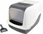 Suletud kassitualett Rotho Closed Litter Box, valge v./hall v., suletud, 53 cm x 36 cm x 42 cm