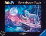 Pusle Ravensburger Glow Wolf In The Northern Lights, 36 cm x 49 cm, 500 tk, mitmev&auml;rviline