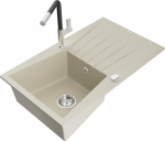 K&ouml;&ouml;givalamu koos kraaniga Mexen Cesar, graniit, 77.5 cm x 47 cm x 20 cm, kroomi/must/beež