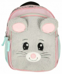Laste seljakott, roosa v./hall v./helesinine v., 21 cm x 12.5 cm x 27 cm