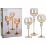 K&uuml;&uuml;nlahoidja Home Styling Collection, klaas, 40 cm, merevaigu-kollane v., 3 tk