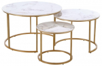 Kohvilaudade komplekt Gilda, kuld v./marmor v., 45 - 80 cm x 80 cm x 40 - 50 cm, 3 tk