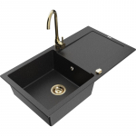 K&ouml;&ouml;givalamu koos kraaniga Mexen Leo, graniit, 90 cm x 50 cm x 19 cm, metallic black/silver+gold