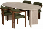 S&ouml;&ouml;gitoa komplekt Kalune Design Meridia 4, roheline v./p&auml;hklipuu v./travertine v.