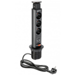 Sisseehitatud pikendusjuhe Gt AE-BPW AE-BPW3S60U-20, 3G1.5, 1.5 m, 2USB, must v.