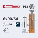 Puidukruvi, universaalsed Haushalt, 6 x 90 mm, valge v., 10 tk