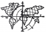 Seinadekoor Wallity World Map Compass, 95 cm x 65 cm