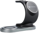Telefoni laadija Forcell 3-in-1, USB-C female/3 x Qi Wireless, must v., 15 W