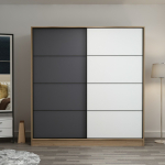 Riidekapp Kalune Design Kale 7170, valge v./tumehall v., 52 cm x 220 cm x 210 cm