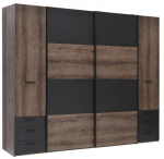 Riidekapp Forte Baveno BVNS424D2-N09, must v./tume tamm v., 61 cm x 270 cm x 223 cm