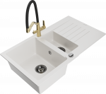 K&ouml;&ouml;givalamu koos kraaniga Mexen Matias Duo, graniit, 90 cm x 50.5 cm x 20 cm, valge/must/kollane