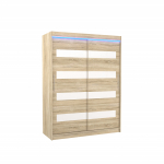 Riidekapp ADRK Martinez 150, valge v./pruunikas v., 58 cm x 150 cm x 200 cm