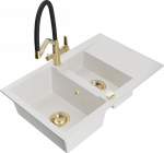 K&ouml;&ouml;givalamu koos kraaniga Mexen Gaspar White+Black/Gold, graniit, 73 cm x 47 cm x 17.7 cm, white+black/gold