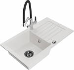 K&ouml;&ouml;givalamu koos kraaniga Mexen Pablo White+Black/Chrome, graniit, 75 cm x 43 cm x 16.1 cm, white+black/chrome