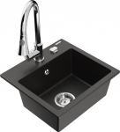 K&ouml;&ouml;givalamu koos kraaniga Mexen Milo Metallic black/gold+Chrome, graniit, 43 cm x 41 cm x 17.1 cm, metallic black/gold+chrome