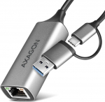 Adapter Axagon ADE-TXCA USB C / USB A Male, RJ-45 Female, 0.15 m, hall v.