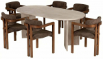 S&ouml;&ouml;gitoa komplekt Kalune Design Meridia 6, pruun v./p&auml;hklipuu v./travertine v.