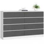 Kahjustatud pakendiga toode. Kummut Akord Furniture Factory K160, valge v./hall v., 99 cm x 160 cm x 40 cm