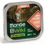 Kassi m&auml;rgtoit Monge BWild Cat Grain Free Salmon With Vegetables, 0.100 kg