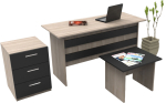 Kontorim&ouml;&ouml;bli komplekt Kalune Design VO9 956LCS2105, tamm v./must v., 73.8 cm x 140 cm x 60 cm