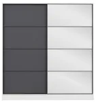 Riidekapp Kalune Design Kale 3967, antratsiit v./valge v., 52 cm x 18 cm x 210 cm, peegliga