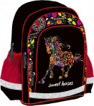 Kooli seljakott Starpak Horses, must v./punane v./mitmev&auml;rviline, 29 cm x 19.5 cm x 39 cm