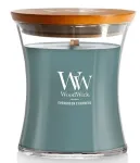 K&uuml;&uuml;nal, l&otilde;hna WoodWick Medium Hourglass Evergreen Cashmere, 55 - 65 h, 275 g, roheline v.