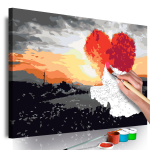 Maalimine numbrite j&auml;rgi Artgeist Heart-Shaped Tree (Sunrise) MA_0125, mitmev&auml;rviline, 60 x 40 cm
