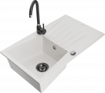 K&ouml;&ouml;givalamu koos kraaniga Mexen Cesar, graniit, 77 cm x 47 cm x 20 cm, valge/must