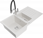 K&ouml;&ouml;givalamu koos kraaniga Mexen Matias Duo, graniit, 90 cm x 50.5 cm x 20 cm, valge/h&otilde;be/must