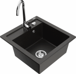 K&ouml;&ouml;givalamu koos kraaniga Mexen Vito, graniit, 49 cm x 52 cm x 21 cm, h&otilde;be/must