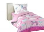 Voodipesukomplekt Douceur d`Interieur Unicorn, valge v./roosa v., 63 x 63 cm, 140 x 200 cm, 2 tk