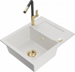 K&ouml;&ouml;givalamu koos kraaniga Mexen Enzo, vaik/graniit, 57.6 cm x 46.5 cm x 17.4 cm, valge