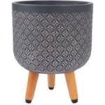 Lillepott Home4you Pao, keraamiline/puit, 30 cm x 30 cm, &Oslash; 30 cm, tumehall v.