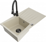 K&ouml;&ouml;givalamu koos kraaniga Mexen Cesar, graniit, 77.5 cm x 47 cm x 20 cm, must/beež