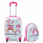 Laste kohver Marko Owl, roosa, 23 x 29 x 46 cm