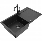 K&ouml;&ouml;givalamu koos kraaniga Mexen Leo, graniit, 90 cm x 50 cm x 19 cm, metallic black/silver+black