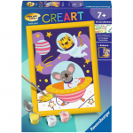 Maalimine numbrite j&auml;rgi Ravensburger CreArt Animals In Space, kollane v./violetne v., 13 x 18 cm