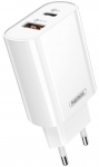 Telefoni laadija Remax RP-U37, USB Type C/USB, valge v., 18 W