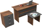Kontorim&ouml;&ouml;bli komplekt Kalune Design VO9 956LCS2104, antratsiit v./pruun v., 73.8 cm x 140 cm x 60 cm