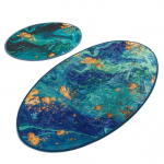 Vannitoamattide komplekt Foutastic Marbling 359CHL2405, sinine v./kuldne v./roheline v., 100 cm x 60 cm